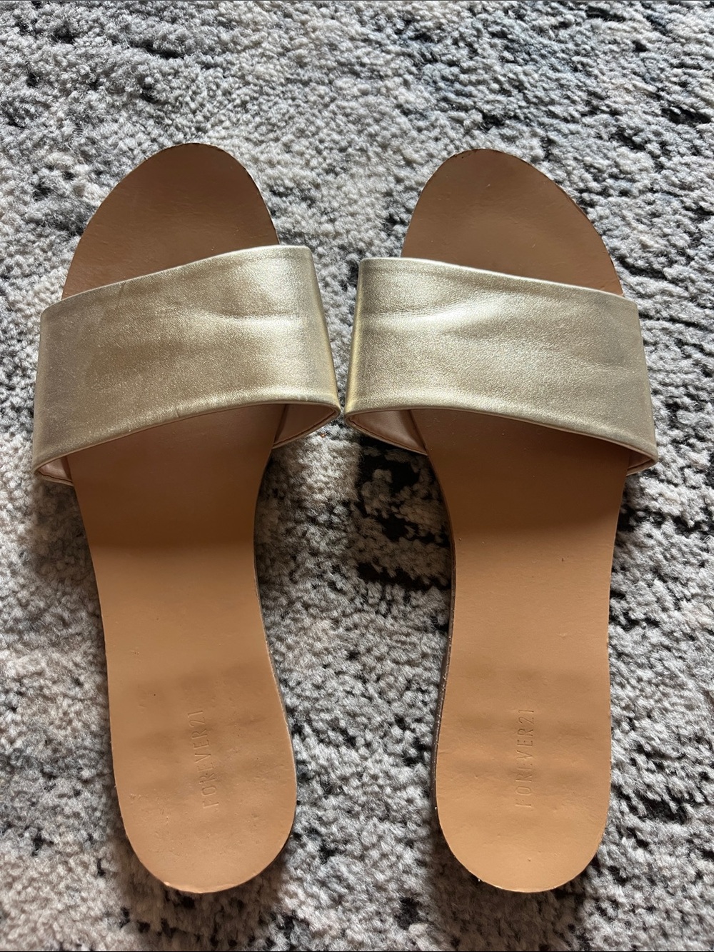 Forever 21 Metallic Gold Slide Sandals